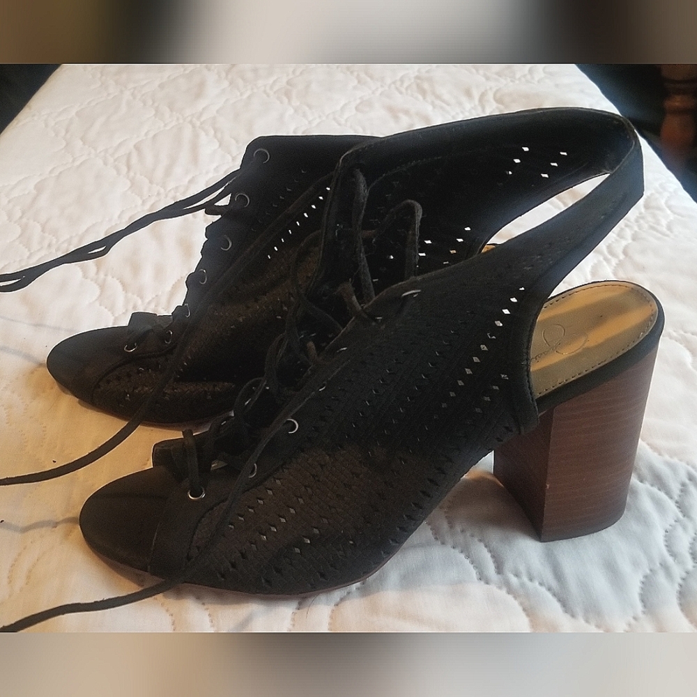 Jessica Simpson Lace Up Block Heel Booties